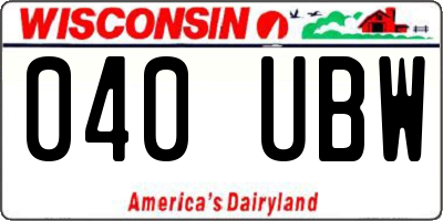 WI license plate 040UBW