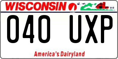 WI license plate 040UXP