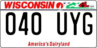 WI license plate 040UYG