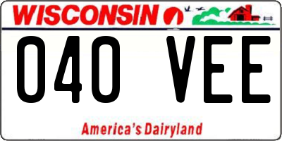 WI license plate 040VEE