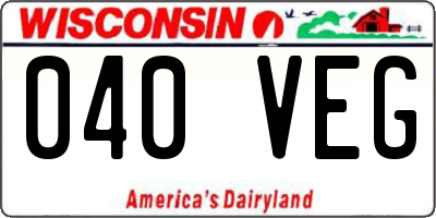 WI license plate 040VEG
