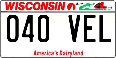 WI license plate 040VEL