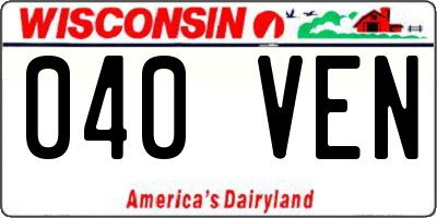 WI license plate 040VEN