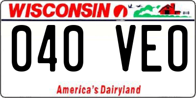 WI license plate 040VEO