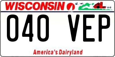 WI license plate 040VEP