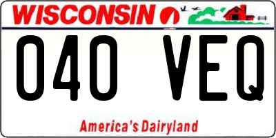WI license plate 040VEQ