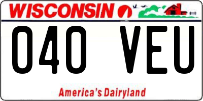 WI license plate 040VEU
