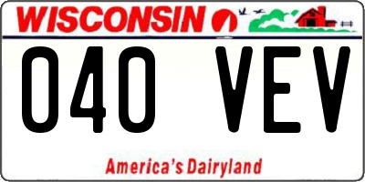 WI license plate 040VEV