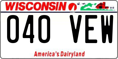 WI license plate 040VEW