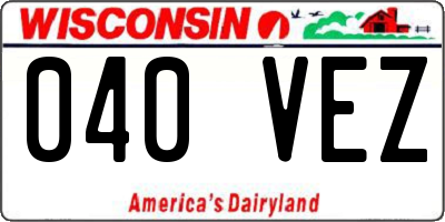 WI license plate 040VEZ