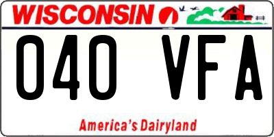 WI license plate 040VFA