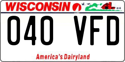 WI license plate 040VFD