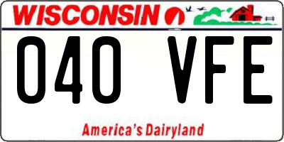 WI license plate 040VFE