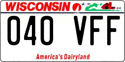 WI license plate 040VFF