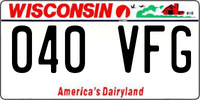 WI license plate 040VFG