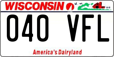 WI license plate 040VFL