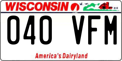 WI license plate 040VFM