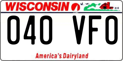 WI license plate 040VFO
