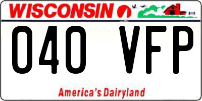 WI license plate 040VFP