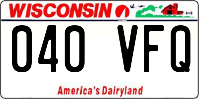 WI license plate 040VFQ