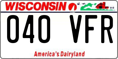WI license plate 040VFR