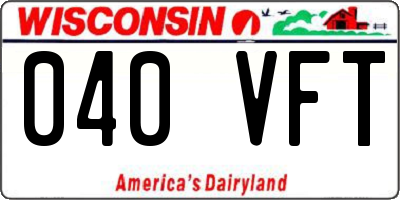 WI license plate 040VFT