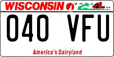 WI license plate 040VFU