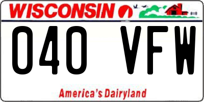 WI license plate 040VFW