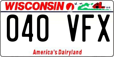 WI license plate 040VFX