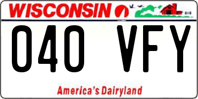 WI license plate 040VFY