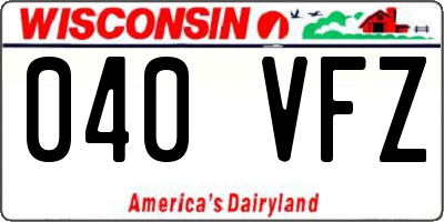 WI license plate 040VFZ