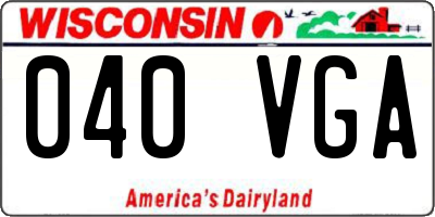WI license plate 040VGA