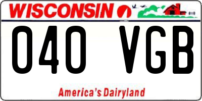 WI license plate 040VGB
