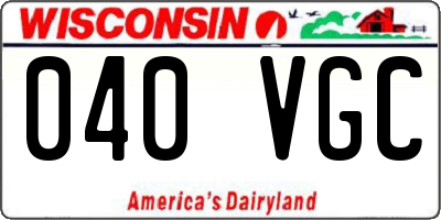 WI license plate 040VGC