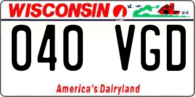 WI license plate 040VGD