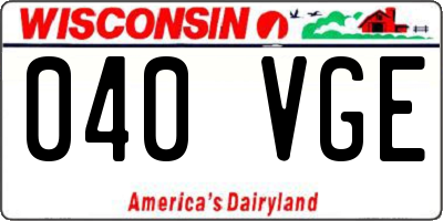 WI license plate 040VGE
