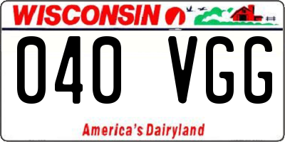 WI license plate 040VGG