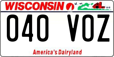 WI license plate 040VOZ