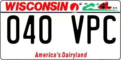 WI license plate 040VPC