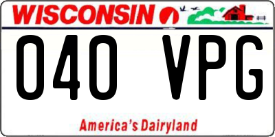 WI license plate 040VPG