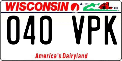 WI license plate 040VPK