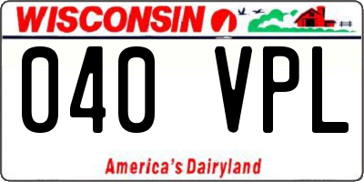 WI license plate 040VPL