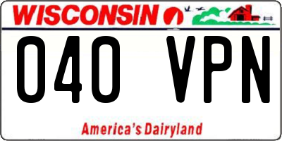 WI license plate 040VPN