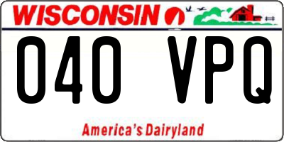 WI license plate 040VPQ