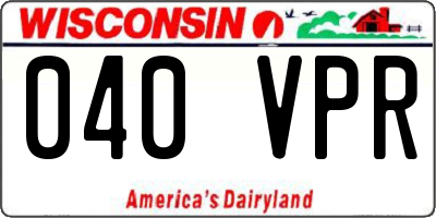 WI license plate 040VPR