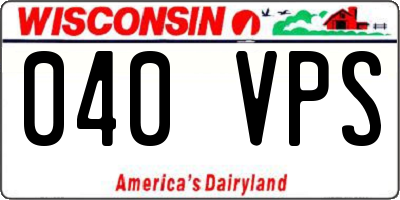 WI license plate 040VPS