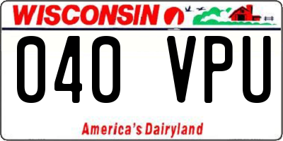 WI license plate 040VPU