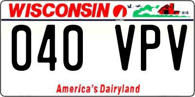 WI license plate 040VPV