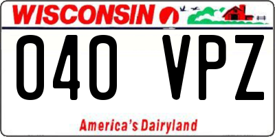 WI license plate 040VPZ
