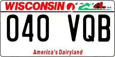 WI license plate 040VQB